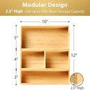 Umilife Drawer Organizer Storage Boxes, 2.5" High Bamboo Drawer Dividers, 3 Rearrangeable Bins for Kitchen, Office Desktop, Clothing, Makeup, vanity, Jewelry by CozyNest Decor