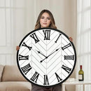 30 Inch Large Wall Clock Farmhouse Style - White Silent Non-Ticking Rustic Decor for Living Room, Kitchen, Bedroom by CozyNest Decor