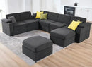 Modular Sectional Sofa Couches for Living Room Velvet Cloud Couch Oversized U Shaped Sectional Couch Convertible Sleeper Sofa Chaise Padded Armrests Cup Holder (Grey, 8 Seats) by CozyNest Decor