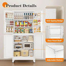 74.8" Tall Metal Food Cabinet, White Kitchen Pantry Cabinet, Storage Cabinets with 4 Door and 4 Adjustable Shelves, Steel Freestanding Cupboard for Kitchen Dining Room Living Room Bathroom by CozyNest Decor