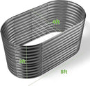 Land Guard 8x4x3ft Oval Galvanized Raised Garden Beds, Large-Capacity Metal Planter Box Outdoor, Durable Deep Raised Garden Bed 3ft Tall, Raised Beds for Gardening Vegetables, Modern Gray by GreenHaven Gardens
