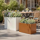 Corten Steel Corner Metal Planter Box Garden Steel Planter Pot for Patio Modern Farmhouse Rustic Design (L32 x W12 x D16, Rusted) by CozyNest Decor