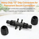 12 Pcs 1/2 inch to 1/4 inch Drip Irrigation Tubing Fittings, 1/2" Drip Tubing (1/2" ID x 0.65" OD) to 4 Way 1/4" Irrigation Tubing Locked Barbed Reducing Tee Connectors for Garden Systems
