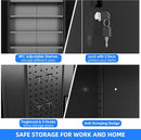 Metal Storage Cabinet with Wheels, Pegboard and 4 Hooks, 73" H Garage Storage Cabinet with 4 Adjustable Shelves and 2 Lockable Doors for Garage Home Office Warehouse, Black, Assembly Required by GreenHaven Gardens