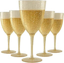 Oojami Elegant Plastic Champagne Flutes - 32 PCS, 7.8oz Disposable & Reusable Wine Glasses - Perfect for Home, Parties, Weddings, Birthdays & Celebrations (32, Gold Glitter) by CozyNest Decor