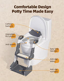 3-in-1 Potty Training Toilet, Toddler Toilet Seat with Step Stool, Foldable Potty Ladder with Potty Chart, PU Cushion, Splash Guard, Anti-Slip Steps & Urinal for Boys & Girls, Grey by TinyTreasures Baby Boutique
