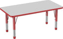 FDP Rectangle Activity School and Kids Classroom Table (24 x 48 inch), Toddler Legs, Adjustable Height 15-24 inches - Gray Top and Red Edge by CozyNest Decor