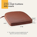 Outdoor Outdoor Round Corner Seat Cushion, 17"x16"x2", Set of 4, Non Slip Seat Cushion Pads with Removable Cover for Patio Furniture, Garden Yard Lawn, Dark Yellow Tan Stripe by GreenHaven Gardens