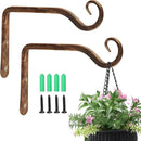 Jardim 2 Pack 6 Inch Premium Decorative Metal Iron Wall Hook, Indoor Outdoor Plant Hanger, Rustic Hanging Gardening Bracket Hook, for Planters, Bird Feeders, Lanterns, Wind Chimes (Coffee) by GreenHaven Gardens
