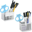 dedoot 2 Pack Pen Holder, 3.45x2.3x2.6inch Magnetic Basket Locker Organizer Metal Mesh Pencil Memo Holder for Whiteboard, Fridge, Desk, Offices,White by CozyNest Decor