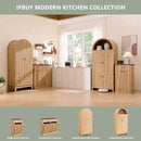 71" Tall Arched Bathroom Storage Cabinet, Modern Fluted Storage Cabinet w/Doors, 3 Adjustable Shelves, 6 Door Shelves, Wood Freestanding Cabinet for Bathroom, Entryway, Hallway, Natural by CozyNest Decor