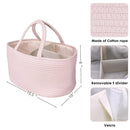 Large Baby Diaper Caddy Organizer for Girl Boy Rope Nursery Storage Bin Basket Portable Holder Tote Bag for Changing Table Car Travel Baby Shower Gifts Newborn Essentials Registry Must Haves Pink by TinyTreasures Baby Boutique