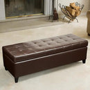 Joveco Storage Ottoman Bench, 51 Inch Leather Tufted Bench for End of Bed, Bedroom, Living Room, Dark Brown by CozyNest Decor