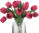 Rose Red Artificial Tulips, 2 Bundles 14Pcs, Fake Tulips Artificial Flowers, 2 x 2.4 Inch Large Flower Head Big Tulip, Easter Valentine's Day Mother's Day Home Decoration Flowers by CozyNest Decor