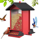 Squirrel Proof Bird Feeder for Outdoor Hanging,Metal Bird Seed Feeder with Bilateral Weight Activated Perches,5LB Large Capacity Wild Bird Feeders for Outside,Easy Refill and Clean,Red by GreenHaven Gardens