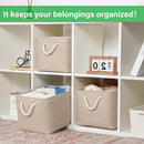 Bidtakay Large Storage Baskets for Shelves 3 Pack Fabric Storage Bins for Organizing Linen Collapsible Organizer for Closet-Flaxen by TinyTreasures Baby Boutique
