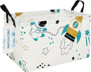 LANGYASHAN Rectangular Storage Bin Collapse Canvas Fabric Cartoon Storage Basket with Handles for Organizing Home Kitchen Boys and Girls Toys Office Closet Shelf Baskets (Rec space astronaut) by TinyTreasures Baby Boutique