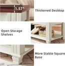 Farmhouse Coffee Tables for Living Room,Square Tea Table with Open Storage Shelf,Large Coffee Table,Rustic Wooden Center Table,White by CozyNest Decor