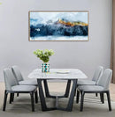Framed Canvas Wall Art Indigo Abstract Mountain Pictures Wall Decor Blue Grey Orange Mountain Peaks Canvas Painting Prints Modern Abstract Artwork for Living Room Bedroom Decoration 24" x 48" by CozyNest Decor