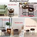 Nesting Coffee Table Set of 2, Small Round Stacking Side Table Set with Metal Frame, Nesting Tables for Living Room Bedroom Office Balcony (Wood, 2) by CozyNest Decor