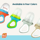 RaZbaby Baby Solids/Frozen Fruit Feeder Pacifier, Infant Teether Toy 6M+, BPA-Free Silicone Pouch & Nipple, Safely Introduce Solids, Natural Teething Relief, Dishwasher Safe, Freezable – Tan/White by TinyTreasures Baby Boutique