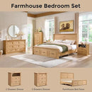 26" Tall Farmhouse Nightstand Set of 2, 2 Drawers End Table w/Charging Station, 23.6" Wide Large Side Tables w/Roman Column, Wood Rustic Sofa Tables w/Open Shelf, Bedside Table for Bedroom, Natrual by CozyNest Decor