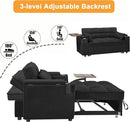 66" Multi-Functional Pull-Out Sofa Bed with Hidden Side Table, Storage Armrests, Built-in Charging Port, Spring Mattress, Solid Wood Frame – Ideal for Small Spaces, Easy Assembly by CozyNest Decor