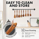 Zulay Kitchen Premium 8-Piece Wooden Spoons - Smooth Finish, Natural Teak Wood, Non-Stick, Handmade by CozyNest Decor