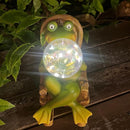 Funoasis Garden Outdoor Frog with Solar Powered Lamp Unique Gifts for Mom Outside Decor for Lawn Balcony Home Ornaments