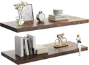 Wall Shelf Set of 2, Rustic Brown Floating Shelves 24 in W x 10 in D x 1 in H, Wooden Floating Wall Shelf with Invisible Brackets for Living Room/Bedroom/Bathroom/Kitchen Storage and Decor by CozyNest Decor