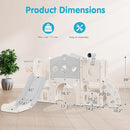 Babytronic Toddler Slide Set, 8 in 1 Kids Slide with Climber, Indoor Outdoor Slide for Toddlers Age 1-3, Toddler Playset with Basketball Hoop and Tunnel, Toddler Indoor Outdoor Playground (White&Gray) by TinyTreasures Baby Boutique