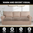 PrinceDeco Velvet Stretch Couch Cushion Cover Soft Cushion Slipcover for Chair Loveseat Sofa Cushion Furniture Protector Seat Cushion Sofa Cover (3 Piece XL Sofa Cushion Covers, Taupe) by CozyNest Decor