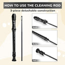 SWAN Soprano Recorder Instrument for Beginners Kids Student - German Fingering 8 Hole Flute Descant Recorders with Cleaning Rod Fingering Chart, Black by TinyTreasures Baby Boutique