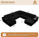 Cloud Sectional Couches for Living Room,G Shaped Modular Sofas No Assembly,135x133 Inches Plush Corduroy Oversized Floor Couch Set with Deep Seat Chaise,Black by CozyNest Decor