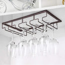 Wine Glass Rack Under Cabinet - Stemware Holder Metal Wine Glass Organizer Glasses Storage Hanger for Bar Kitchen Brown 4 Rows by CozyNest Decor