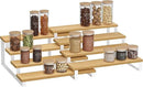 SONGMICS Display Risers, Set of 2 Engineered Wood Perfume Organizer Stand, 4-Tier Cupcake Stand Holder, Spice Rack, Shelf Risers for Figures, Dessert Shelves, Natural Beige and Cloud White UKCS216N02 by CozyNest Decor