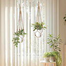Jute Macrame Plant Hanger Indoor Set of 2 Hanging Planter Basket Flower Pot Holder with Decorative Wood Beads & No Tassels for Indoor Outdoor Boho Home Decor, 35 Inch Brown (Pots Not Included) by GreenHaven Gardens