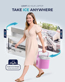 EUHOMY Countertop Ice Maker Machine with Handle, 26lbs in 24Hrs, 9 Ice Cubes Ready in 6 Mins, Auto-Cleaning Portable Ice Maker with Basket and Scoop, for Home/Kitchen/Camping/RV. (Pink) by CozyNest Decor