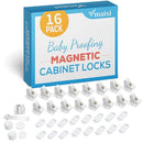 16 Pack Child Safety Magnetic Cabinet Locks - Vmaisi Children Proof Cupboard Baby Locks Latches - Adhesive for Cabinets & Drawers and Screws Fixed for Protection by TinyTreasures Baby Boutique