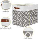 DULLEMELO Storage Baskets Large 17"x12"x15" Foldable Rectangular Storage Bins Baskets for Organizing [2 Pack] Fabric Nursery Storage Baskets for Home,Office,Closet,Clothes,Toys (White&Lattice Grey) by TinyTreasures Baby Boutique