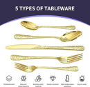 Floral 40 Pcs Gold Silverware Set for 8, Food Grade Stainless Steel Flatware Set with Rose Flower Embossed Design, Eating Utensils Sets Include Fork/Knife/Spoon, Reusable Cutlery Set, Dishwasher Safe by CozyNest Decor