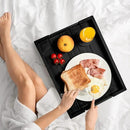 Ottoman Serving Tray | Decorative Coffee Table Tray with Handles – 17x13 Inch Wooden Tray with 4 Coasters for Breakfast, Kitchen & Bar by CozyNest Decor