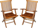 TeakCraft Teak Folding Arm Chair - 2 Piece Foldable Chairs Set - Fully Assembled - Solid Wooden Outdoor, Indoor- Wood Dining Room, Kitchen, Patio, Bistro Chairs, The Mille by GreenHaven Gardens