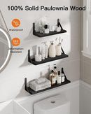 AMADA HOMEFURNISHING Wall Shelves Set of 6, Wood Floating Shelves for Decor, Rustic Farmhouse for Bedroom, Bathroom Storage, Book Shelves for Living Room, Black by TinyTreasures Baby Boutique