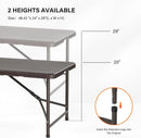 VINGLI 4 FT Plastic Folding Camping Table, Portable in/Outdoor Party Picnic Dining Desk,Garden Soccer Multipurpose Entertaining Activities, Brown by GreenHaven Gardens