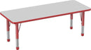 FDP Rectangle Activity School and Classroom Kids Table (24 x 60 inch), Chunky Toddler Legs, Adjustable Height 15-24 inches - Gray Top and Red Edge by CozyNest Decor