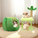 Cat Houses for Indoor Cats, Small Cat Tree with Sisal Ropes and Plush Perch, Cute Cat Bed Cave with Soft Pillow, Cactus Design by CozyNest Decor