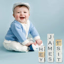 I'm Solid Wood Baby ABC Alphabet Milestone Age Blocks, Personalized Own Name, Gender Neutral, Newborn Gifts & Keepsakes for Picture Props (1.9" / 16 Pcs/White) by TinyTreasures Baby Boutique