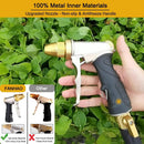 FANHAO Garden Hose Nozzle, 100% Heavy Duty Metal Spray Nozzle High Pressure Water Nozzle with 4 Patterns for Watering Garden, Washing Cars and Showering Pets - Full Brass Nozzle + ABS Non-Slip Grip by GreenHaven Gardens