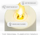 Luminara Outdoor Votive Flameless LED Candle, Set of 2 Ivory 1.5" x 4", Moving Flame Battery Operated Timer Remote Ready IPX4 Matte Plastic Finish by GreenHaven Gardens